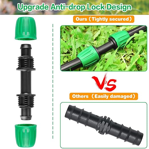 Gardrip 20 Pieces Drip Irrigation Fittings for 1/2 Inch Drip Tubing (1/2" ID x 0.65" OD)：1/2'' Irrigation Tubing Connectors Including Couplings Tees Elbows Valves Reducing Tee Plugs 3/4" Adapters