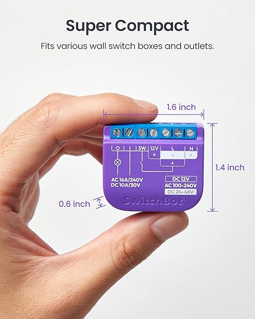 SwitchBot WiFi Switch Compatible with Alexa/Apple Home/Google Home/Matter (Hub Required), Power-Measuring Relay Switch Module with Integrated Bluetooth Repeater and Dry Contact, 2.4 GHz, 16 A
