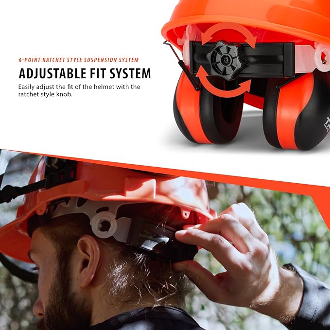 TR Industrial Forestry Safety Helmet and Hearing Protection System, Orange