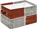 Brown Striped Storage Bins Cubes Waterproof Cloth Storage Basket, Farmhouse Stripes Modern Abstract Art Foldable Storage Bags for Shelf Clothes Storages Organizers with Handles 15x11x9.5 in 1PCS