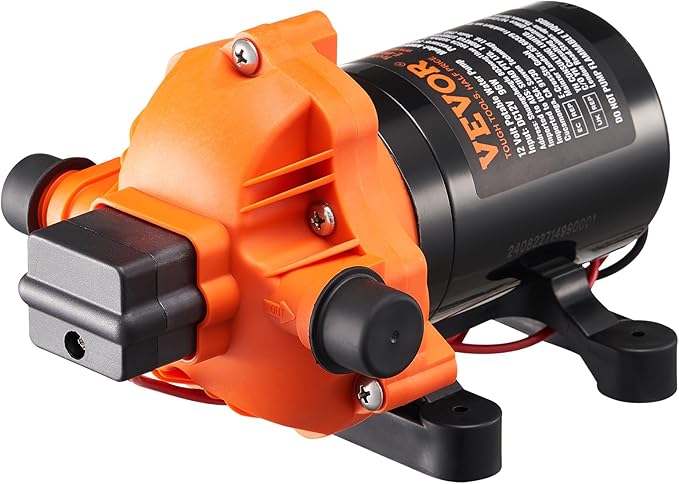 VEVOR 12V Diaphragm Pump, 3 GPM (11.36 L/min), 3-Chamber 12 Volt DC Water Pump with Automatic Pressure Switch 40-100 PSI Adjustable, 50 PSI, 1/2'' MNPT Port, for RV Yacht Food Truck Camper Marine