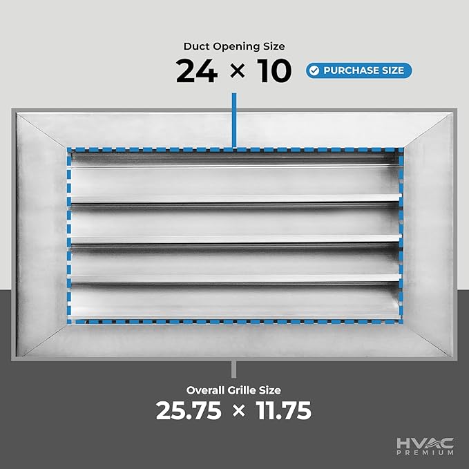 HVAC Premium 24"W x 10"H Aluminum Exterior Gable Louver Vent for Walls & Crawlspace - Weather-Resistant Air Grille with Screen Mesh - [Outer Dimensions 25.75"W x 11.75"H]