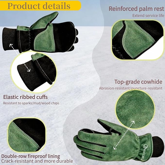 Work Gloves, Puncture and Abrasion Resistant, Heat Resistant, Gardening, Welding, Construction, Cooking, Oven Mitts