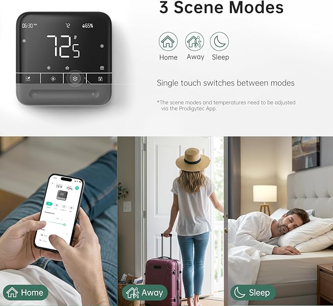 Provirtec Smart Thermostat for Home with Room Sensor, 7 Days Programmable, Energy Saving WiFi Thermostats for House，APP & Touchscreen Control, C Wire Required, 3.95 Inch Large Screen