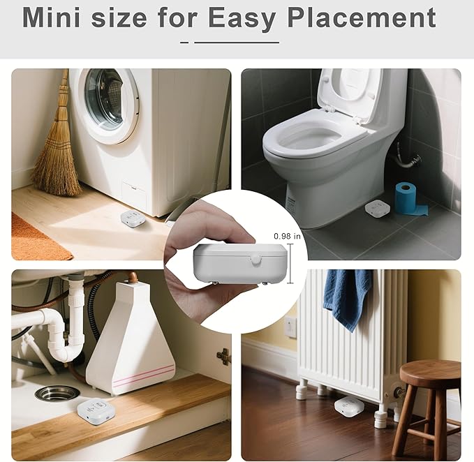 WiFi Water Leak Detectors 100dB Smart Water Sensor Alarm with 3.22 ft Sensor Cable Triple Detection Mode, with App Remote Monitor, Wireless Tank Level Monitor for Basement, Kitchen, Bathroom(1pack)