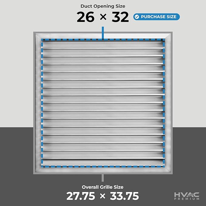 HVAC Premium 26"W x 32"H Aluminum Exterior Gable Louver Vent for Walls & Crawlspace - Weather-Resistant Air Grille with Screen Mesh - [Outer Dimensions 27.75"W x 33.75"H]