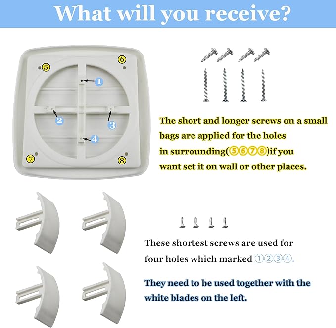 Adjustable Dryer Vent Cover Outside 4'' to 5'' to 6'' Plastic Louvered Dryer Vent Covers for Wall Airflow Vent Dryer Cover with 16 Screws, White(2Packs)