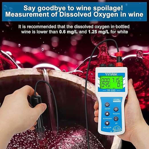 YINMIK Handheld Dissolved Oxygen Meter, Smart DO Meter with Salinity and Altitude Compensation, Portable 6 in 1 pH DO SALT EC TDS Tester for Koi pond Aquaculture Environment Monitor Scientific Brewing