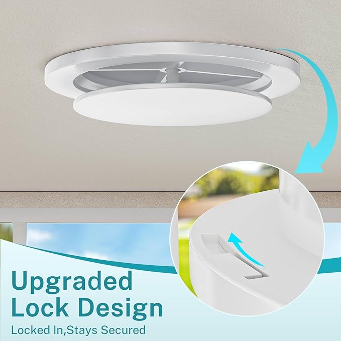 [Upgraded] HG Power 6 Inch Round Vent Cover with Adjustable Panel & Removable Mesh Screen – ABS Ceiling Diffuser with Lock-Clip Design for HVAC, Bathroom, Kitchen, Wall and Duct Air Vents, White