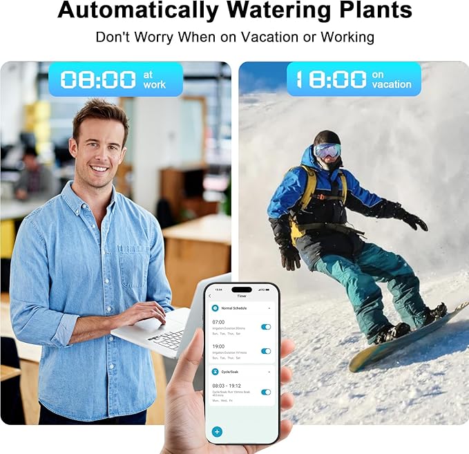 WiFi Water Timer with Brass Inlet, 1 Zone Smart Sprinkler Timer for Garden Hose Faucet, Hose Timers with WiFi Hub, Up to 20 Watering Plans, APP & Voice Control, Compatible with Alexa