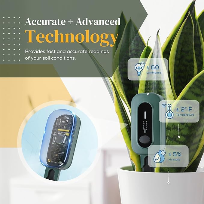 PLANTRON Afra II Smart Soil Moisture Sensor by LINKSTYLE — 3-in-1 Soil Moisture, Temperature and Luminosity Monitoring, IP67 Waterproof, Indoor/Outdoor [Requires Hub to Work] - 3Pack