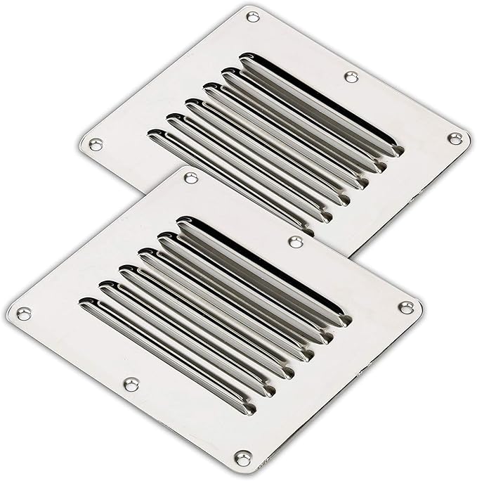 Amarine Made Stainless Steel Stamped Louvered Vent - Rectangular - 07722S - 4-1/2" X 5" (4-Pack)