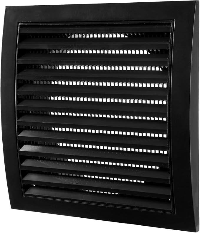 Vent Systems 6'' Inch Black Vent Cover - Plastic Louvered Dryer Cover for Bathroom, Kitchen, Garage Exhaust Vents - Exhaust/Supply Air Register Grille for Home Improvement - Indoor and Outdoor