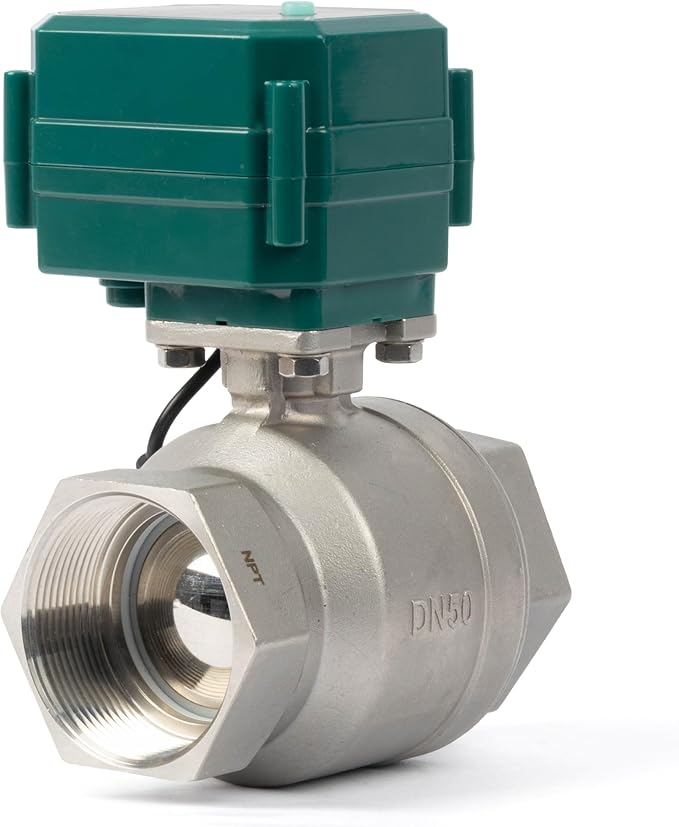 U.S. Solid 2" Smart Motorized Ball Valve - Remote App Mobile Control NSF Certified 304SS Electrical Ball Valve with Manual Switch, 5V DC USB Connection