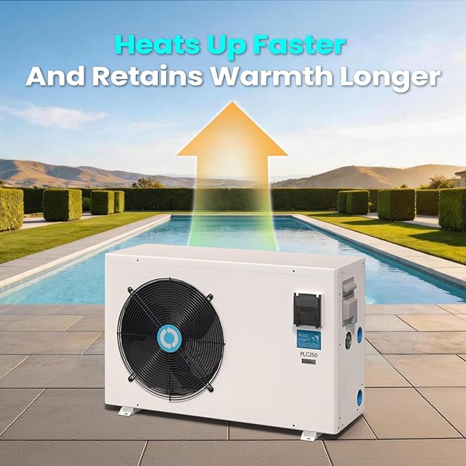 POOLCOMFT Inverter Electric Pool Heater for Above Ground and Inground Pools, Heating and Cooling Pool Heater, Smart WiFi Control, Swimming Pool Heat Pump up to 28000 Gallons