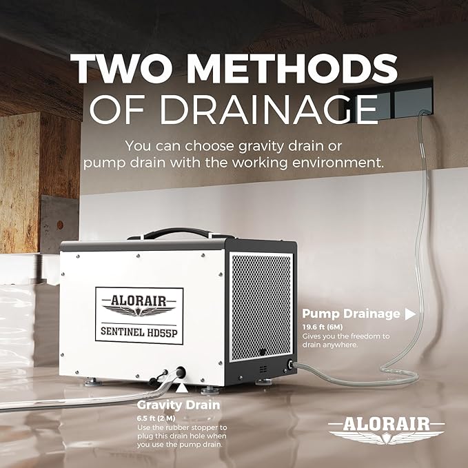 ALORAIR 120 PPD Crawl Space Dehumidifier with Pump, Commercial Basement Dehumidifier with Drain Hose, Compact Portable Auto Defrost Dehumidifier for Crawlspace and Under-House Use