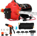 12V Washdown Pump Kit with 7.5 GPM & 80 PSI,RV Fresh Water Pump,Five Chamber Self-Priming Diaphragm Pump with Heavy Duty Pressure Switch,Nozzle & Filter – Ideal for Boats, RVs, Yachts & Campers