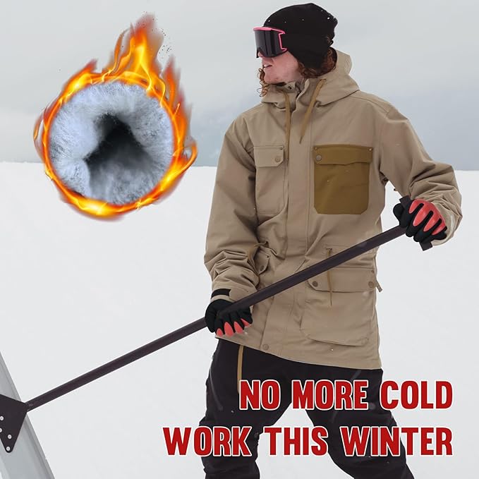 AIGEVTURE Waterproof Winter Work Gloves Men,Cold Weather Insulated Work Gloves Thermal Liner Superior Grip Latex Coating Warm for Outdoor Medium