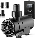 hygger 15W-100W Water Pump with Controller (Up to 3430GPH), Submersible/Inline Return Pump with Adjustable Mode/Flow, 2 Fountain Pump with 2 Inlet Cover and 3 Nozzles, for Fish Tank, Pond, Aquarium