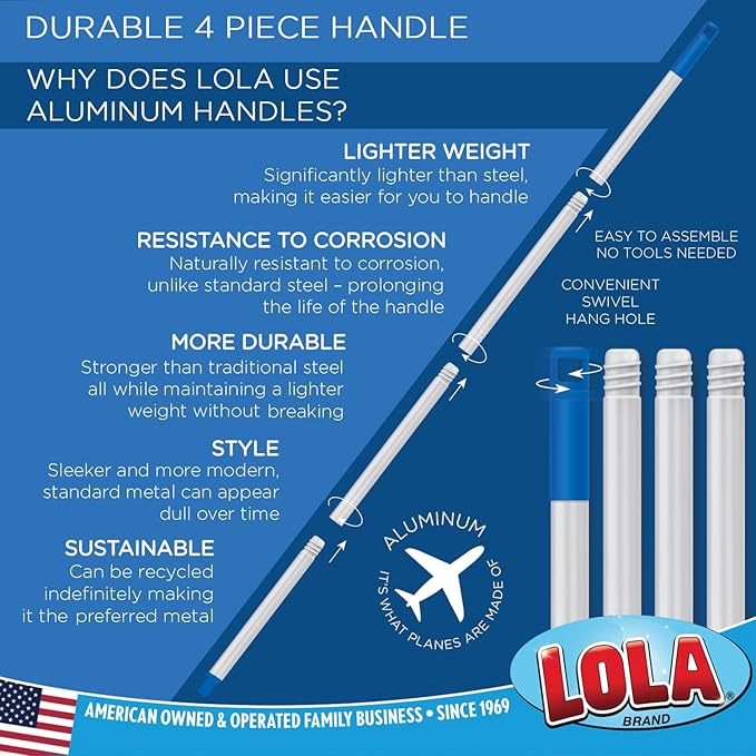 LOLA Deck Scrub Brush Outdoor Broom, Durable Bristles Remove Dirt, Grime, Grout, Leaves, Snow on Patios, Decks, Wet or Dry, 1 Count