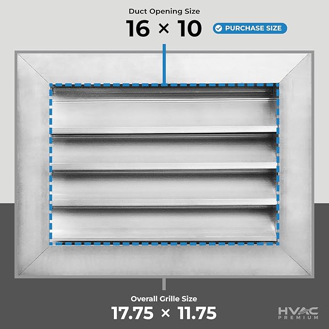 HVAC Premium 16"W x 10"H Aluminum Exterior Gable Louver Vent for Walls & Crawlspace - Weather-Resistant Air Grille with Screen Mesh - [Overall Size 17.75"W x 11.75"H]