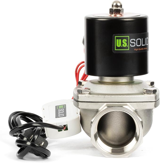 U.S. Solid Smart WiFi Stainless Steel Solenoid Valve, 1-1/2", 110V AC, Normally Closed, App Remote Control for Irrigation & Automation