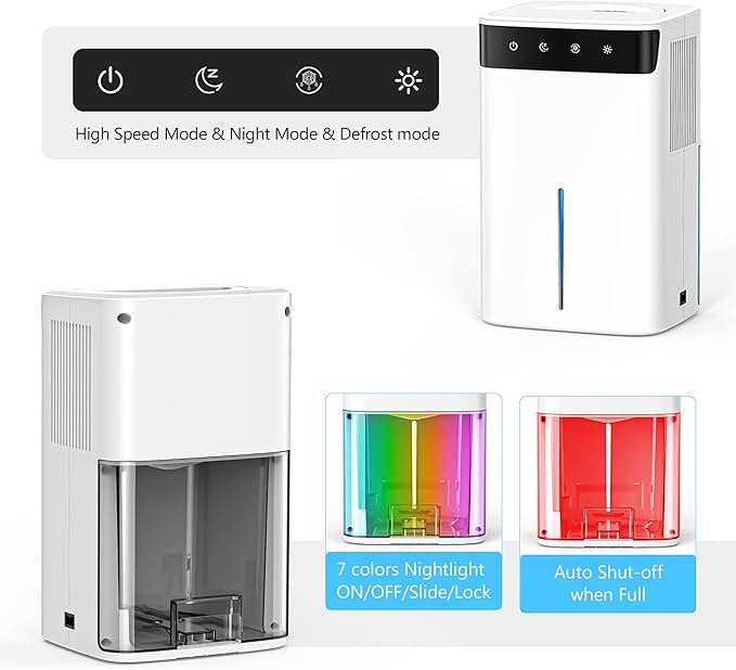 DEVERSE Max 5 Pints Smart Dehumidifier for Home/Bedroom/Basement, 600 Sq.Ft Coverage, with Drain Hose, Smart Humidity Control & Large Tank