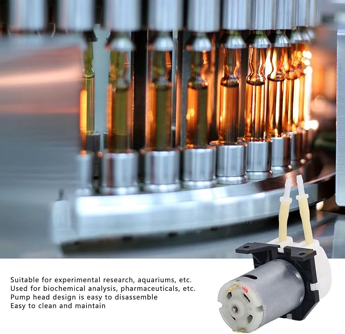 DC Peristaltic Pump, Mini Dosing Self Priming Pump for Biochemical Analysis, Aquarium 12V, Variable Flow Direction with Aluminum Alloy Body, Ideal for Lab Experiments and Smart Hom
