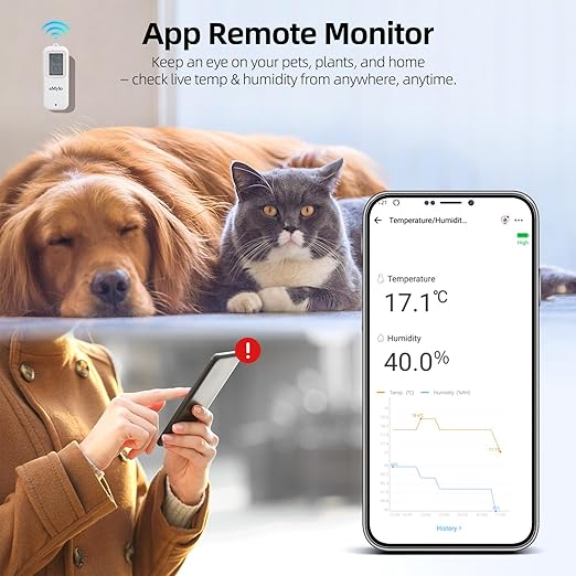 eMylo Zigbee Thermometer Hygrometer 2 Pack, IP65 Temperature Humidity Sensor with Digital LED Display, Zigbee Hub Required,Remote Monitoring&Smart Home Automation,Compatible with Home Assistant,Alexa