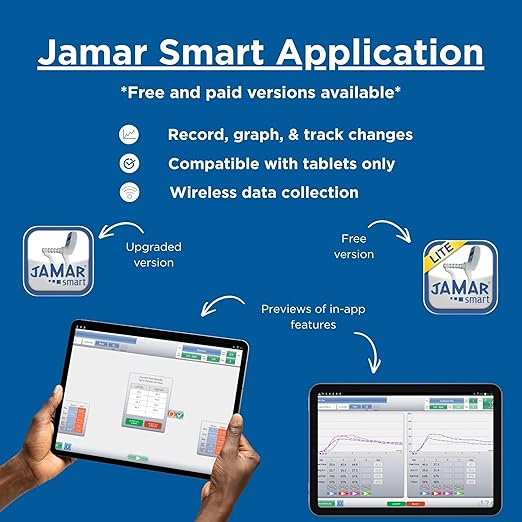 Jamar Smart Hand Dynamometer, Digital Lightweight Max Force Indicator to Measure Hand & Grip Strength, Cordless Device with Wireless Connection to Mobile App, Easy Squeeze Adjustable Evaluation Tool