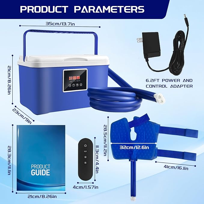 Cold Therapy Machine- Ice Therapy Machine for Knee, Large Capacity Water Tank, Quiet Pump, Adjustable Time and Flow Speed, for Sports Injuries, Knee Pains