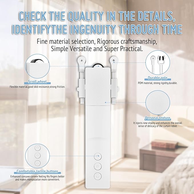 Keego Automatic Curtain Opener and Closer Smart Curtain Opener with Solar Panel,Remote Control App/Timer, High-Performance Motor,Work Compatible with Alexa, Google Home,HomeKit (white-2pc)