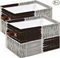 Black Striped Storage Bins Cubes Waterproof Cloth Storage Basket, Farmhouse Stripes Modern Abstract Art Foldable Storage Bags for Shelf Clothes Storages Organizers with Handles 15x11x9.5 in 2PCS