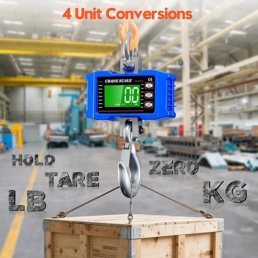 Digital Crane Scale 2200lb/1000Kg with Remote Control, Digital Hanging Scale with LCD Screen, Crane Scale Industrial Heavy Duty with Unit Change, High Precision Crane Scale for Market, Farm, Factory