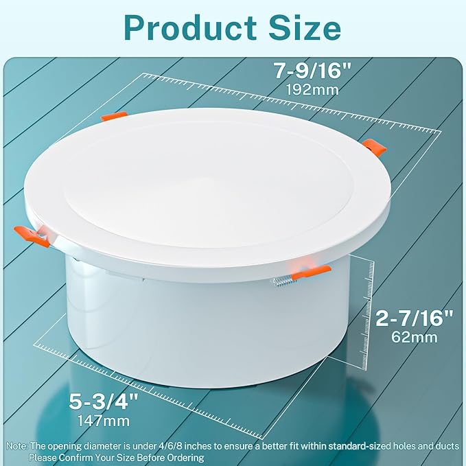 [Upgraded] HG Power 8 Inch Round Vent Cover with Adjustable Panel & Removable Mesh Screen – ABS Ceiling Vent with Lock-Clip Design for HVAC, Bathroom, Kitchen, Wall and Duct Air Vents（200mm，White）