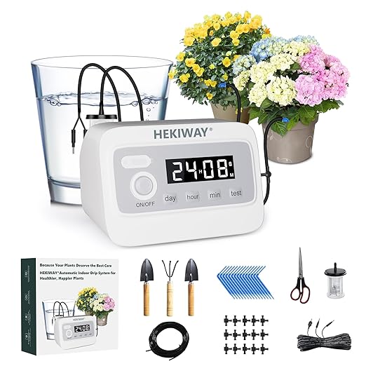 82FT Automatic Plant Watering System–HEKIWAY 390 Adjustable Watering Modes, Supports 30 Pots | Indoor Garden System & Vacation Plant Watering Devices, Auto Watering for Plants Outdoor