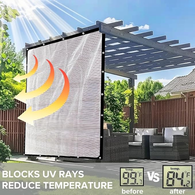 BeGrit Aluminet Shade Cloth 95%-99% Aluminum Shade Cloth Sun Reflective Tarp for Garden, Patio, Greenhouse, Pergola, Car, Kennel Shade 10x14ft
