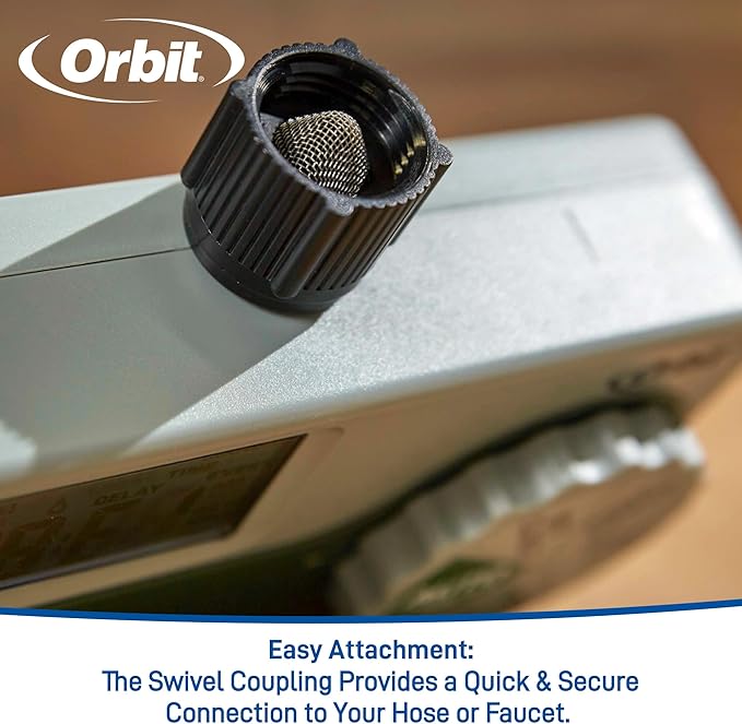 Orbit Programmable Digital Hose Watering Timer - 2 Outlet - Battery Powered - with LCD Screen - Built-in Rain Delay - Water-Resistant - 58910