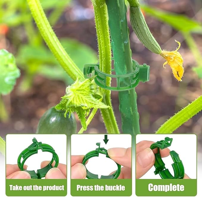 50 Pcs Plant Support Clips, Tomato Clips for String Trellis, Reusable Garden Clips for Climbing Plants, Vine Clips for Stems and Trellis Netting, Plastic Plant Clip for Garden Supplies (Green)