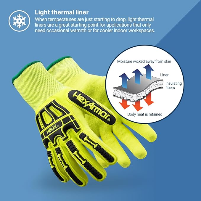 HexArmor Cold Weather Helix Series Gloves | Cut and Puncture Resistant | High-Dexterity | Touchscreen Capable