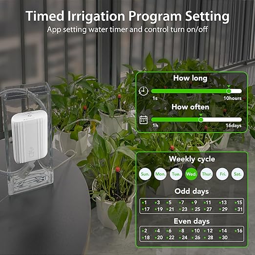 WiFi Automatic Plant Waterer: Smart Drip Irrigation System, DIY Automatic Drip Irrigation Kit for 10 Potted Plants, App Control, Water Shortage Alert, for Garden, Greenhouse, Potted Plants