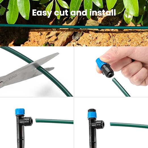Bluepro 100FT 1/4 inch Drip Irrigation Tubing Blank Distribution Garden Watering Tube Line for DIY Quick-Connect Drip Irrigation Parts and Drip Systems, Green