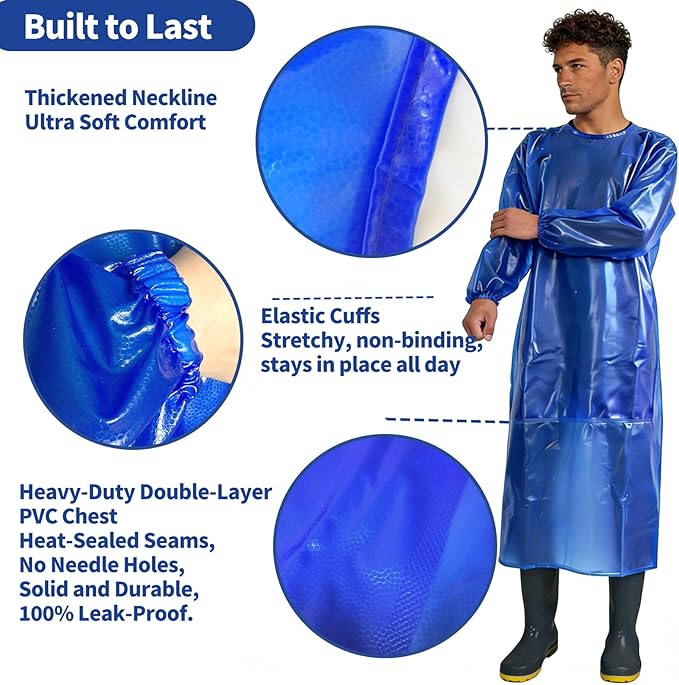 SUJAN Apron with Sleeves Splash Suit Waterproof Smock Chemical Resistant Safety Aprons Coverall