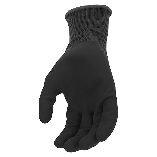 West Chester Men's Aqua Armor Sandy Nitrile Coated Winter Work Gloves, Water Resistant, Terry Acrylic Inner Liner, Nylon Shell, Black, Large (93065-L)
