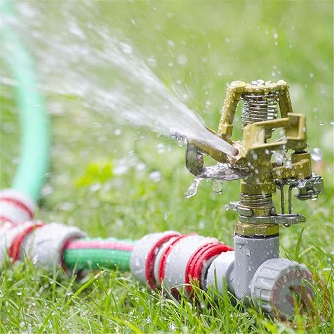 Impact Sprinklers for Yard, 360 Degree Rotating Adjustable Heavy Duty Pulsating Water Sprinkler Head with Aluminum Alloy Spike Base, for Lawn Patio Garden