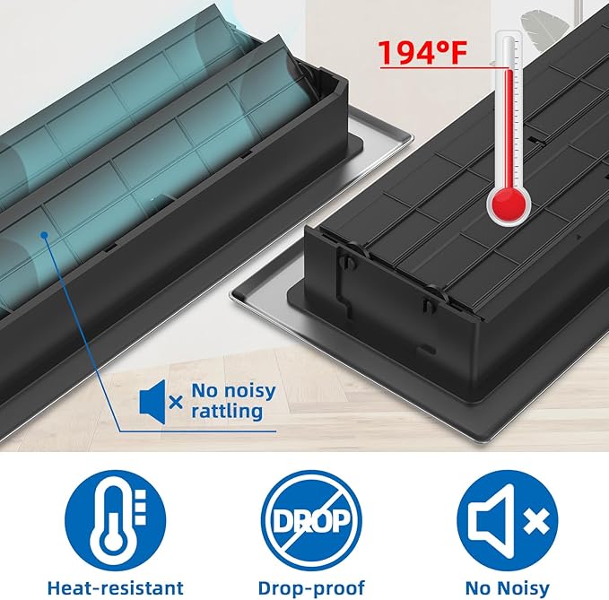 Floor Register 4x14 Inches - 3 Pack Heavy Duty Walkable Steel Floor Vents Easy Adjust Air Supply Lever Decorative Floor Vent Covers for Home Floor/Room/Sidewalk