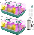 96 Cell Seed Starter Tray with Grow Light, Seed Starter Kit with Adjustable Humidity Dome, Seed Starting Trays Plant Starter Kit for Seeds Growing Starting, Indoor Gardening, Greenhouse