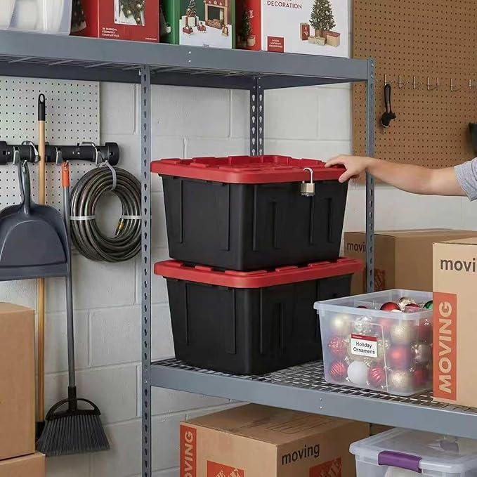 2-Pack 27-Gallon Storage Boxes with Snap-on Lids. Durable and Suitable for Storing Household Items, as well as for Use in Industrial and Outdoor Environments.
