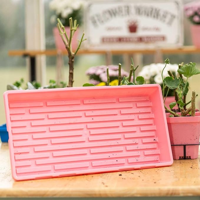 Bootstrap Farmer 1020 Trays, Pink Extra Strength No Hole, 10 Pack, Seedling Tray for Growing Microgreens, Wheatgrass Seeds, Hydroponic Germination, Fodder System