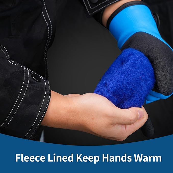 100% Waterproof Winter Work Gloves for Men Women, Freezer Gloves with Grip for Shoveling Snow